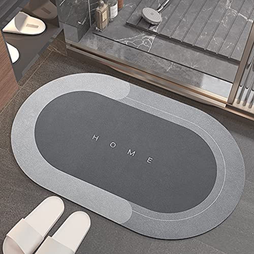 Rubber Bathroom Mat Anti-Skid Water Soaking Bathroom Print Door,Oval Floor Bath Mat