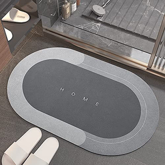 Rubber Bathroom Mat Anti-Skid Water Soaking Bathroom Print Door,Oval Floor Bath Mat